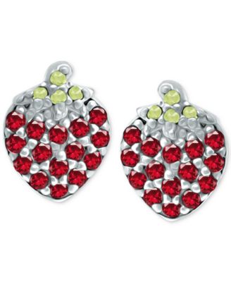 Cubic Zirconia Strawberry Stud Earrings