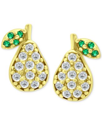 Cubic Zirconia & Green Quartz Pear Stud Earrings, Created for Macy's