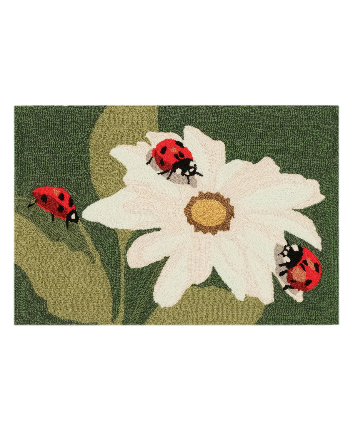 Liora Manne Frontporch Ladybugs 1'8" X 2'6" Outdoor Area Rug In Green