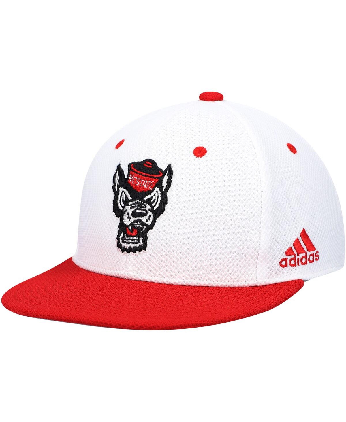 Shop Adidas Originals Men's Adidas White And Red Nc State Wolfpack On-field Baseball Fitted Hat In White,red