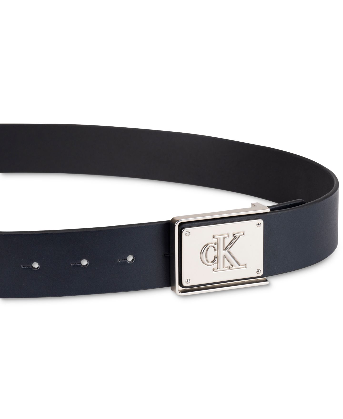Мужской ремень Calvin Klein CK Plate Plaque Belt, цвет: Чёрный — фото 4