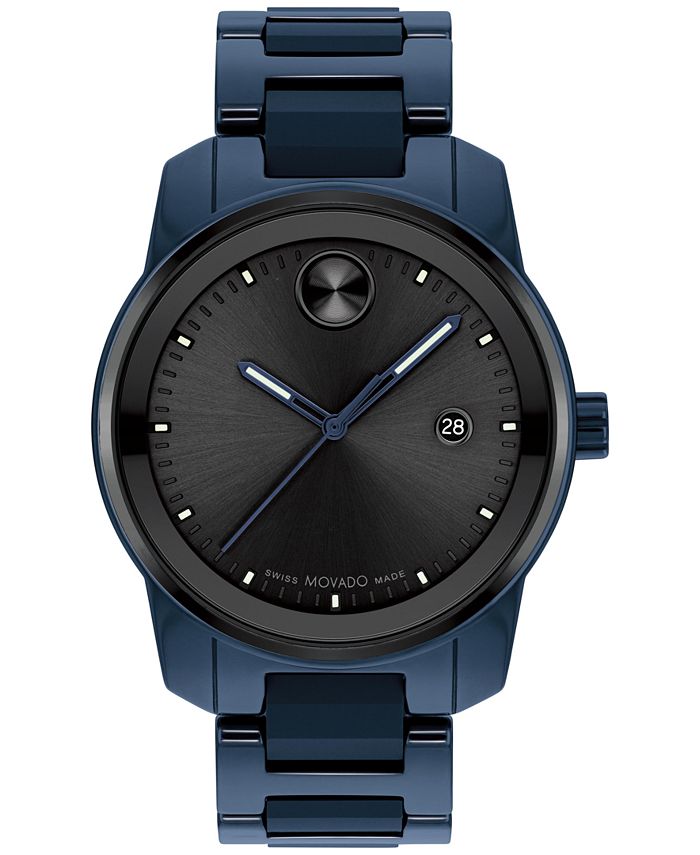 Movado Men s Swiss Bold Verso Ion Plated Blue Ceramic Bracelet