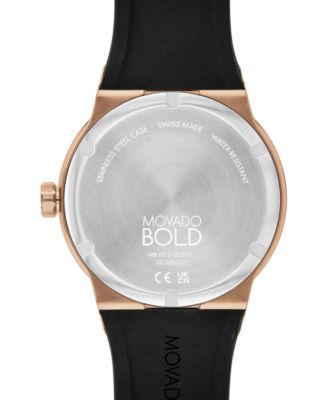 Men's Swiss Fusion Bold Black Silicone Strap Watch 42mm