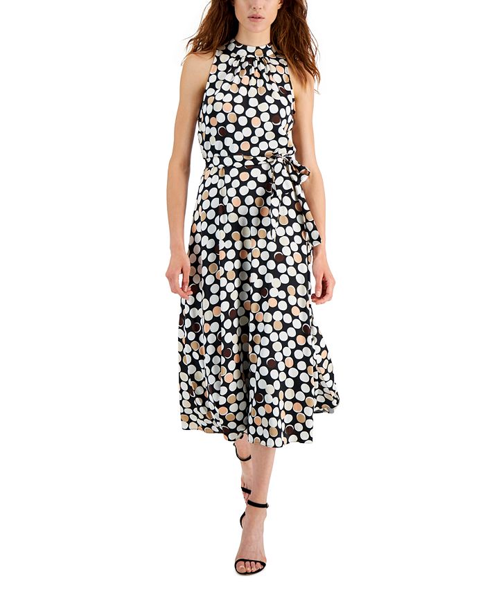 Anne klein dot best sale print midi dress