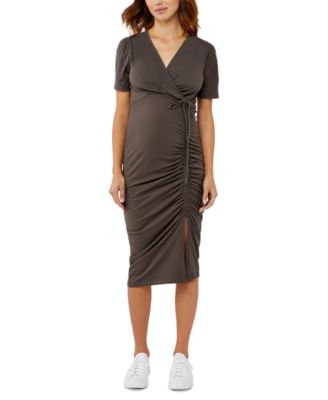 A Pea in the Pod - Cinched Front Slit Maternity Dress