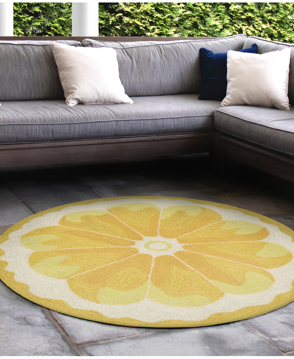 Liora Manne' Frontporch Lemon Slice x Outdoor Area Rug