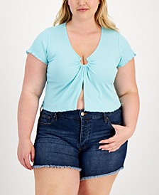 Trendy Plus Size Ring-Detail Ribbed T-Shirt