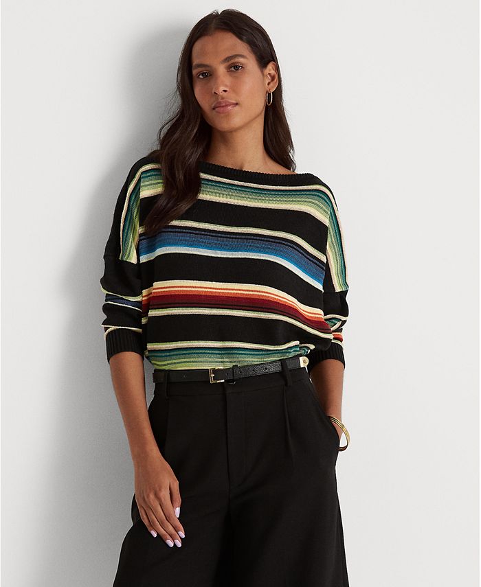Striped sales boatneck sweater