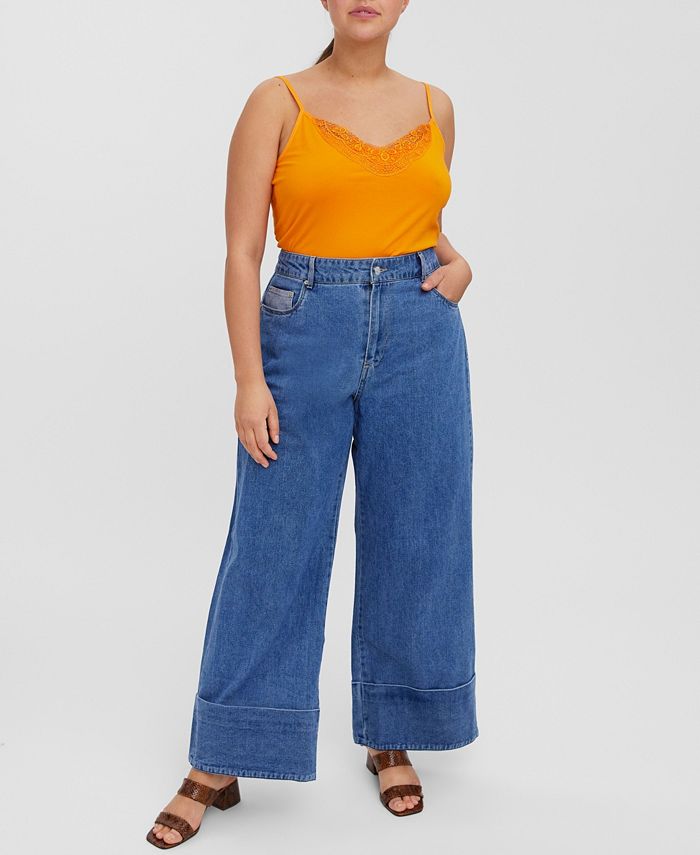 Spektakulær prik hele Vero Moda Plus Size Kathy Shr Wide Fold Up Jeans - Macy's