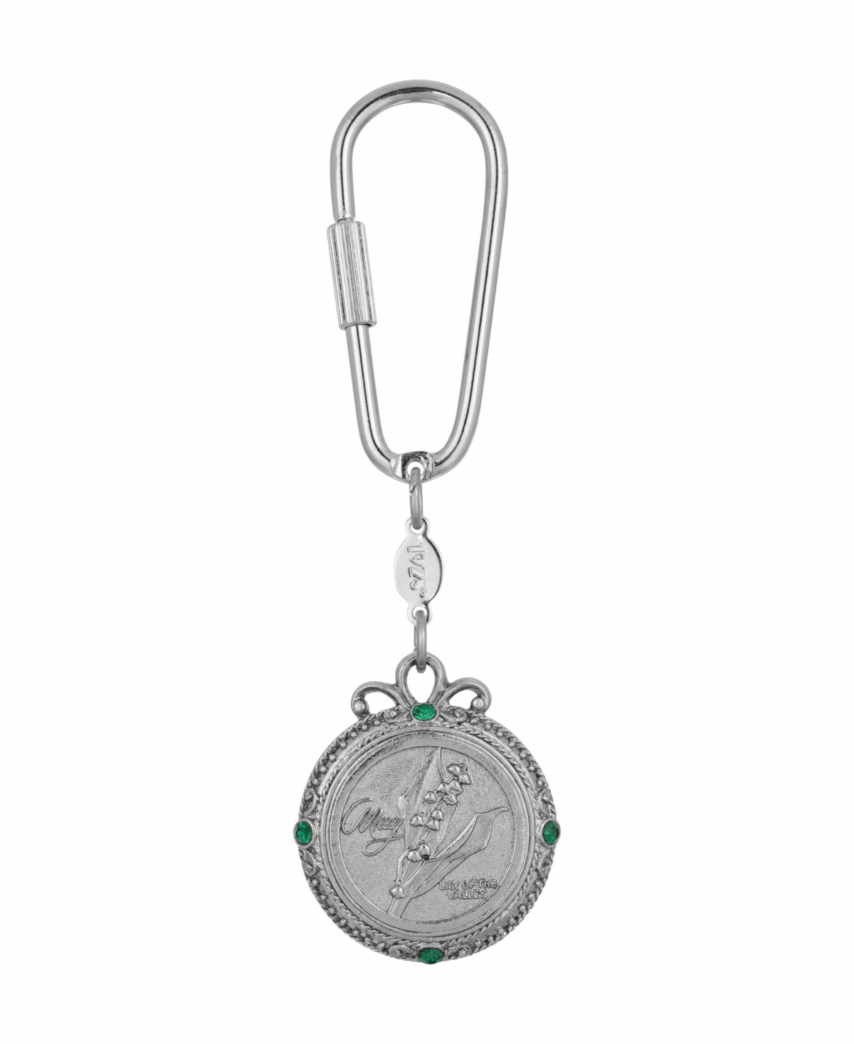 Women's May Flower of the Month Lily of the Valley Key Fob - Green