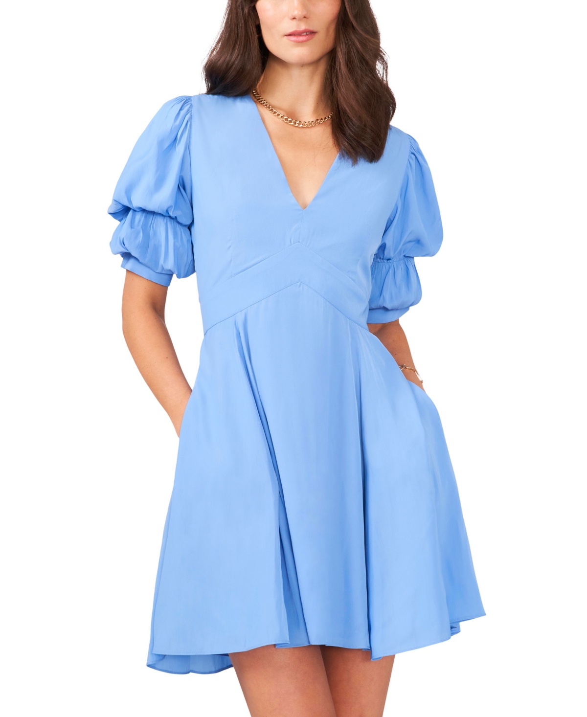 1.STATE PUFF SLEEVE TIERED SHORT DRESS