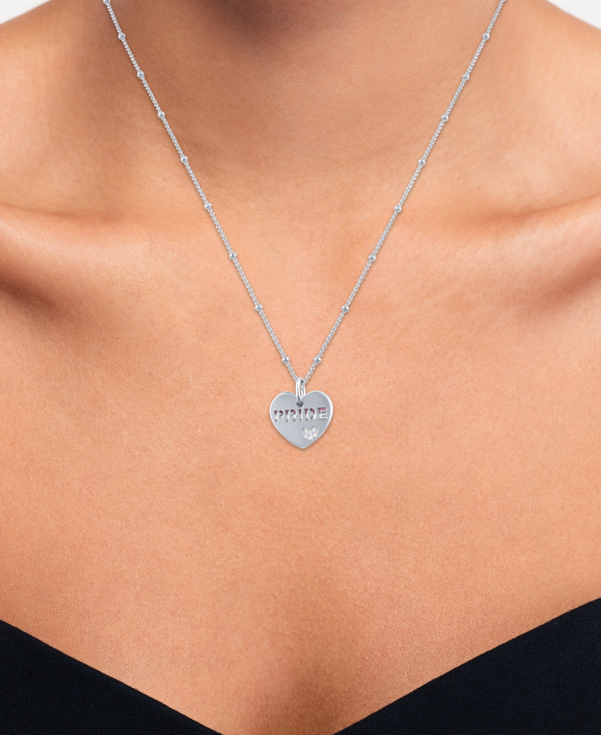 Diamond Accent & Enamel Pride Double Heart 18