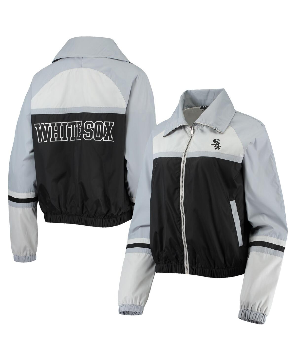 The Wild Collective Black Chicago White Sox Colorblock Track Raglan Full-zip Jacket In Black