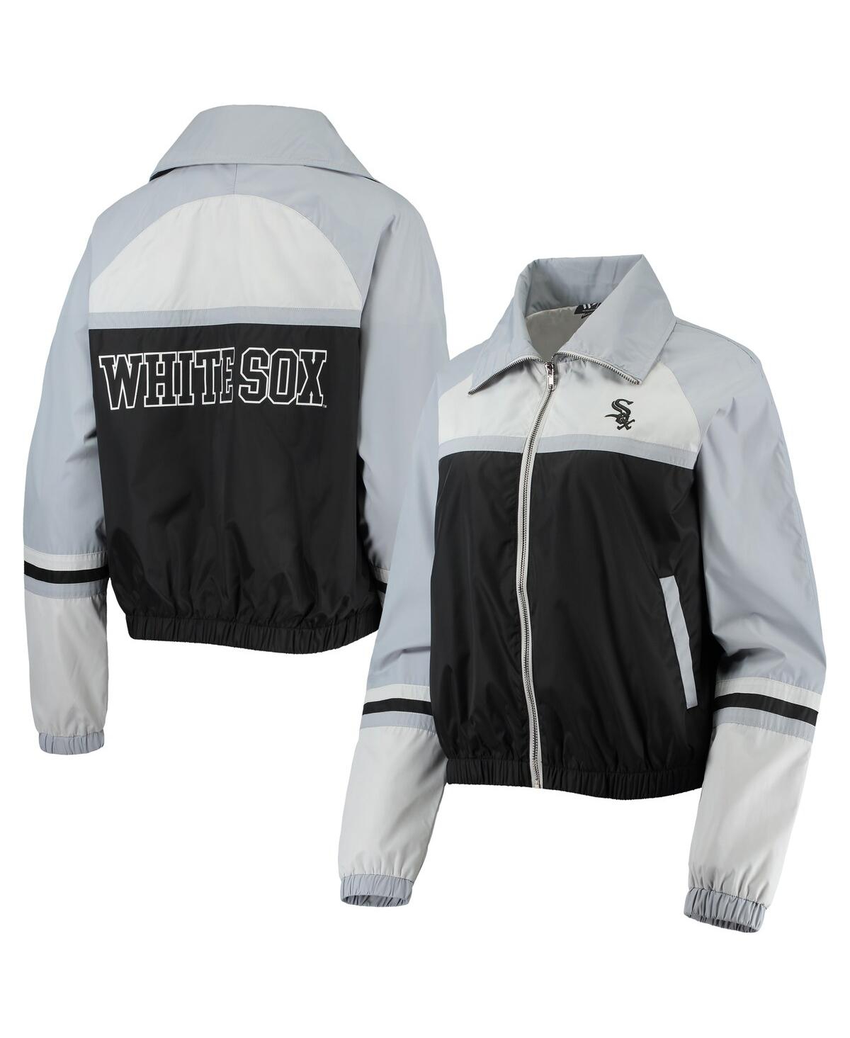 Shop The Wild Collective Women's  Black Chicago White Sox Colorblock Track Raglan Full-zip Jacket