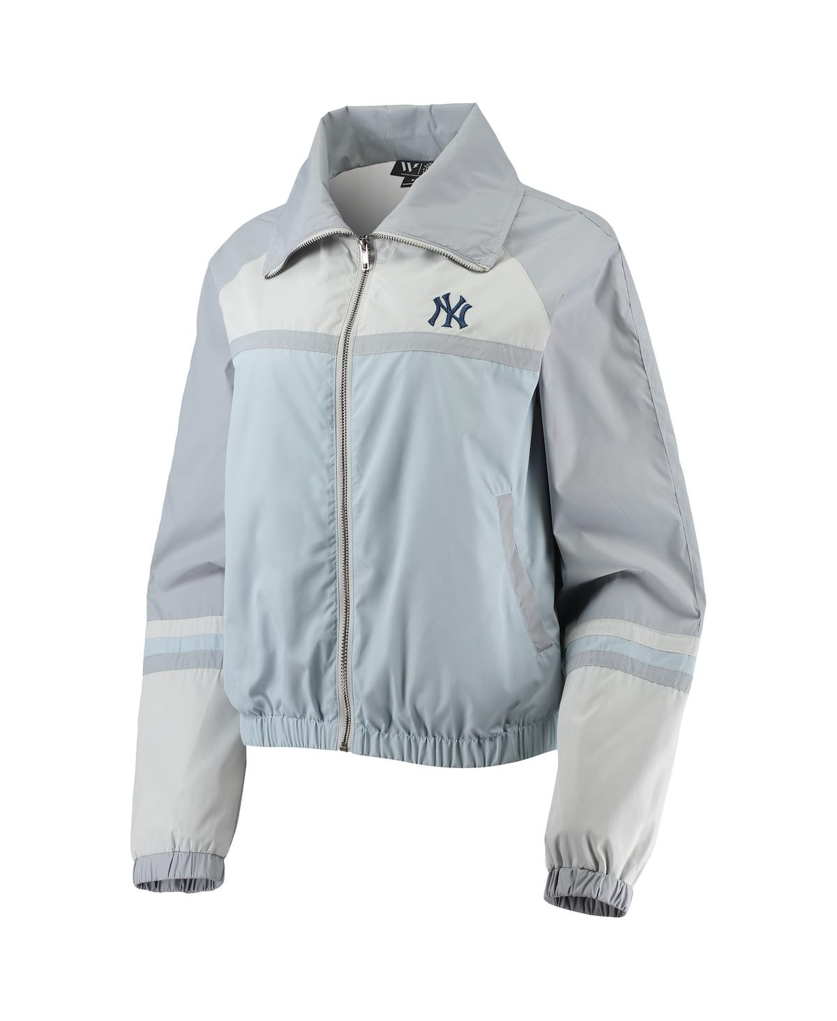 The Wild Collective Navy New York Yankees Colorblock Track Raglan Full-zip Jacket In Navy