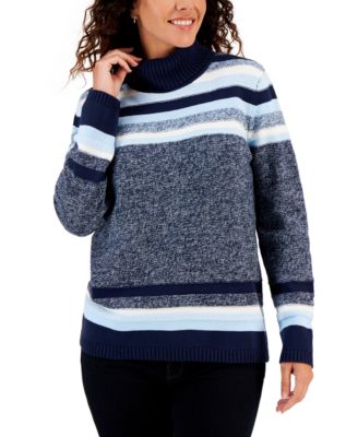 Karen Scott - Petite Kentron Striped Turtleneck Sweater