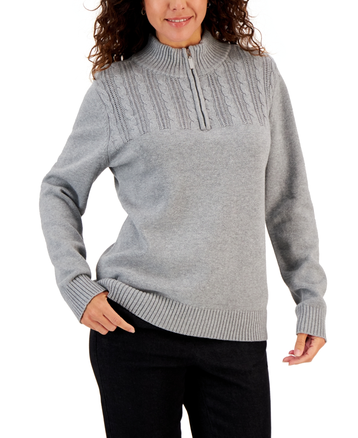 Karen Scott Women's Cable-Knit Cotton Sweater, Created for Macy's