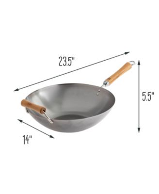Classic Series Carbon Steel Wok with Birch Handles, 14"