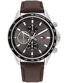 Men's Brown Leather Strap Watch 44mm