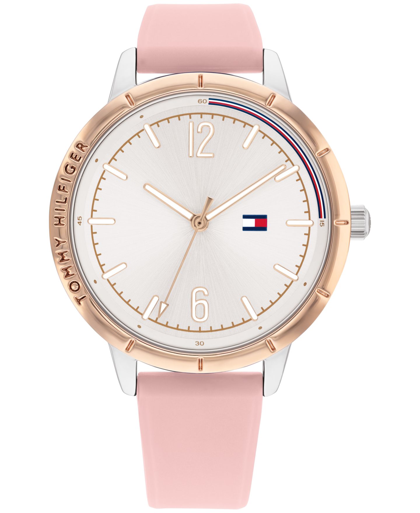 Женские часы Tommy Hilfiger Pink Silicone Strap Watch 38mm — фото 1