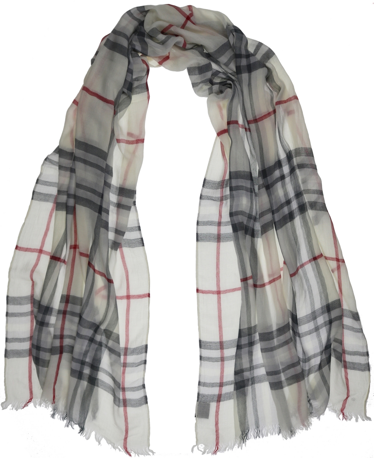 Fraas Women's Signature Plaid Lightweight Evening Wrap In Ivory
