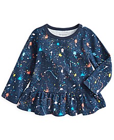 Toddler Girls Splatter-Print Peplum Long Sleeve T-Shirt, Created for Macy's