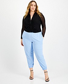 Plus Size Paperbag-Waist Jogger Pants, Created for Macy's