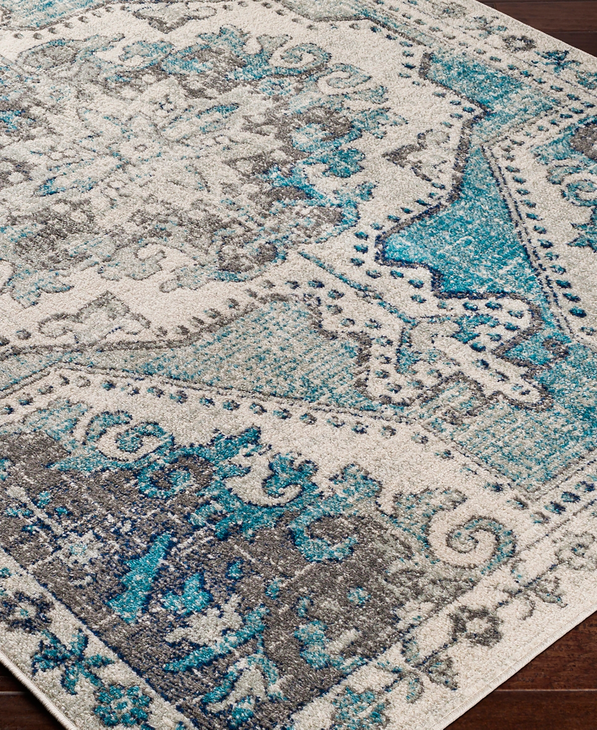 Livabliss Harput HAP11303 Area Rug - Teal- Gray