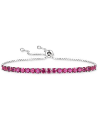 Macy's - Lab-Grown Blue Sapphire Bolo Bracelet (4-1/2 ct. t.w.) in Sterling Silver (Also in Additional Lab-Grown Gemstones)