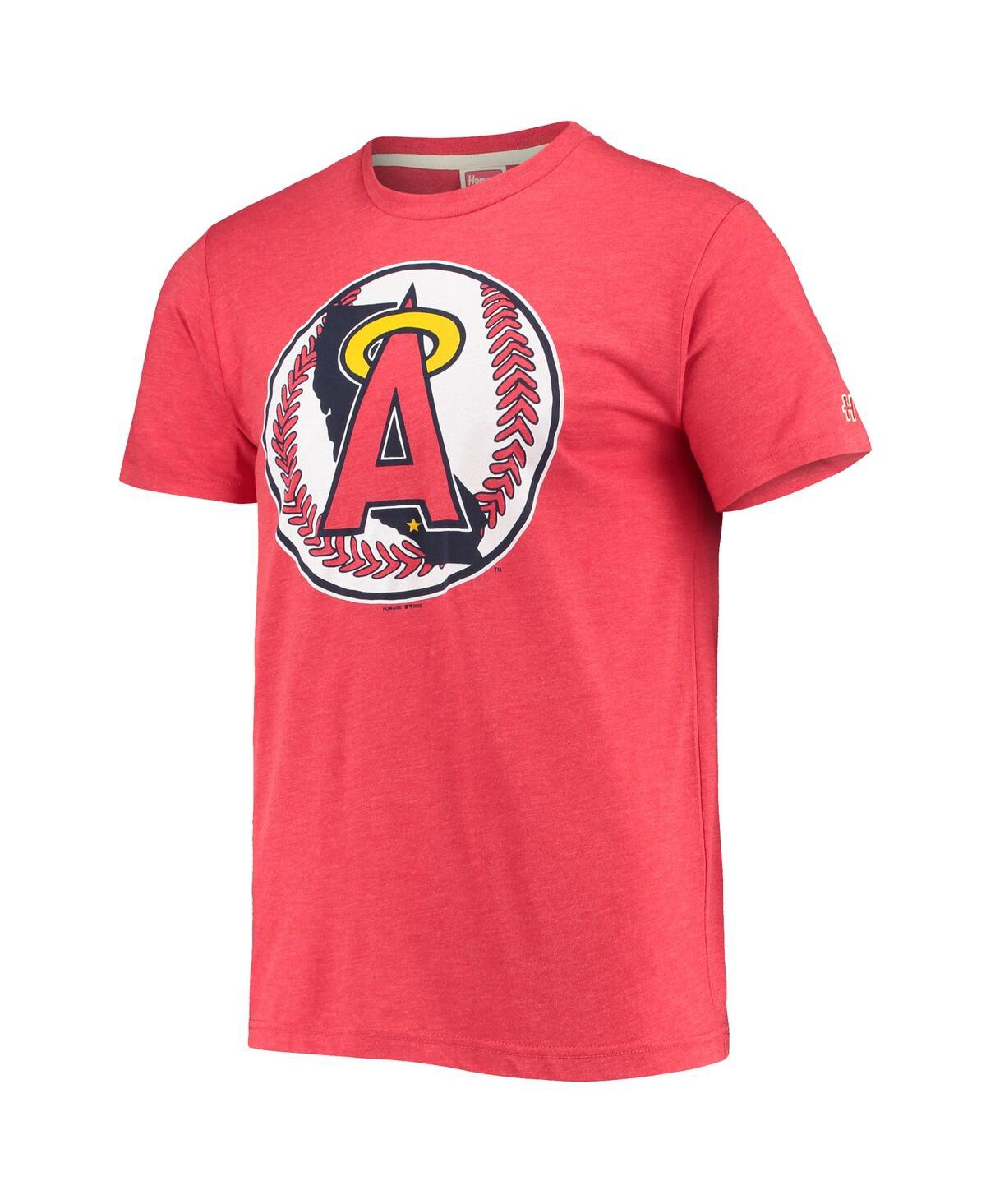 Shop Homage Men's  Red Los Angeles Angels Hand-drawn Logo Tri-blend T-shirt