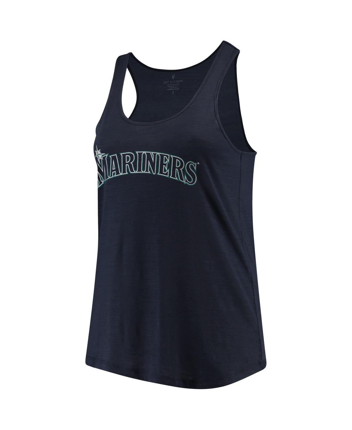 Women's Soft As A GrapeSeattle Mariners Plus Size Swing for the Fences Racerback Tank Top - Navy