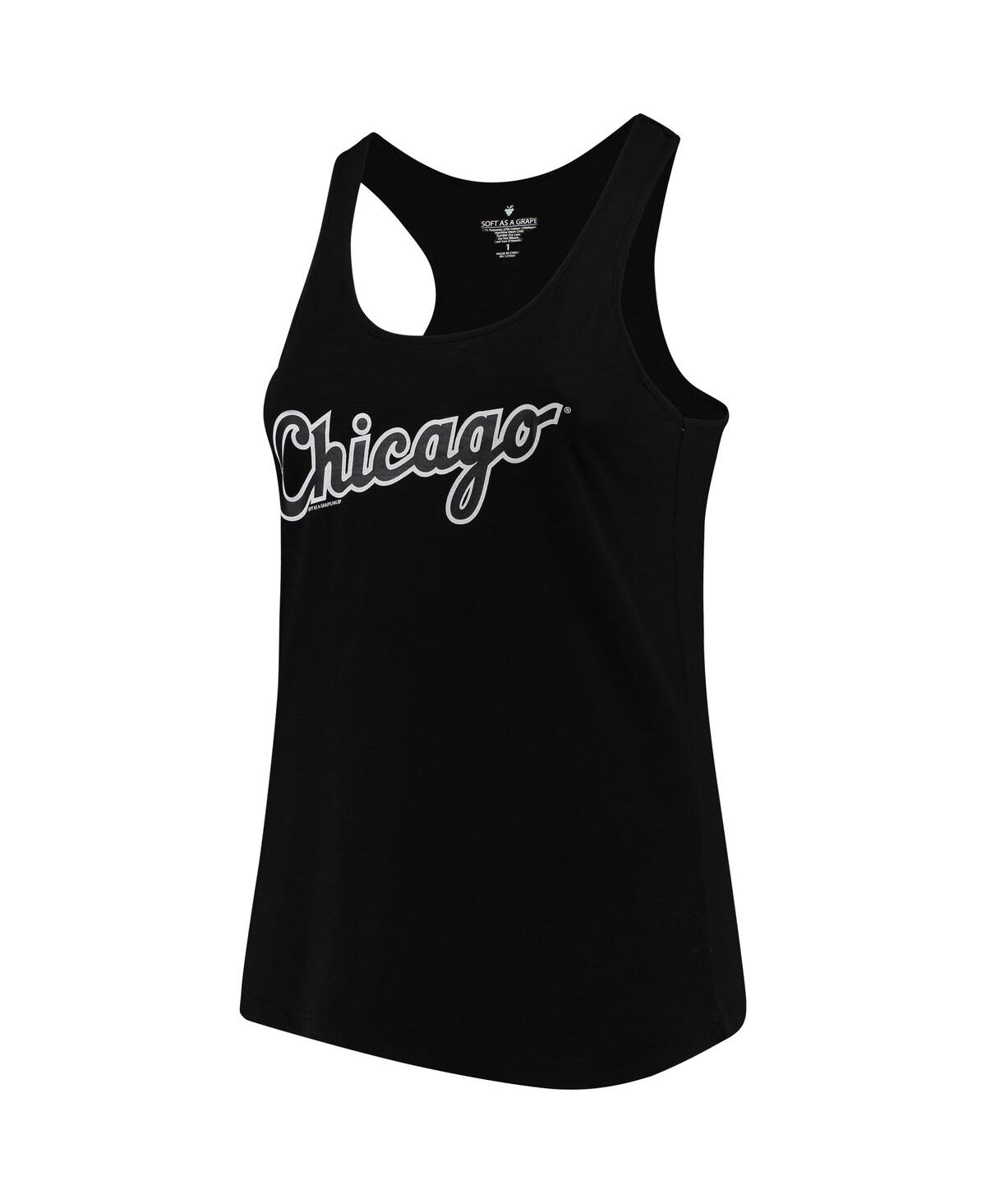 Shop Soft As A Grape Women's  Black Chicago White Sox Plus Size Swing For The Fences Racerback Tank Top