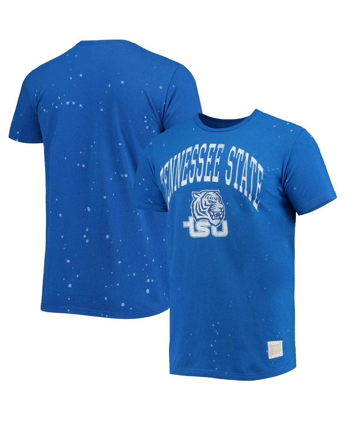 RETRO BRAND MEN'S ORIGINAL RETRO BRAND ROYAL TENNESSEE STATE TIGERS BLEACH SPLATTER T-SHIRT 