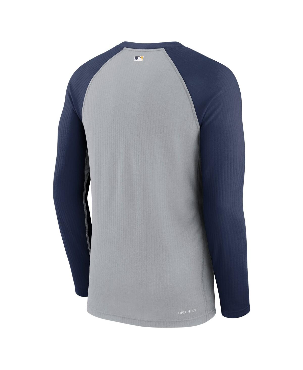 Men's Nike Navy Milwaukee Brewers Game Authentic Collection Performance Raglan Long Sleeve T-shirt - Navy