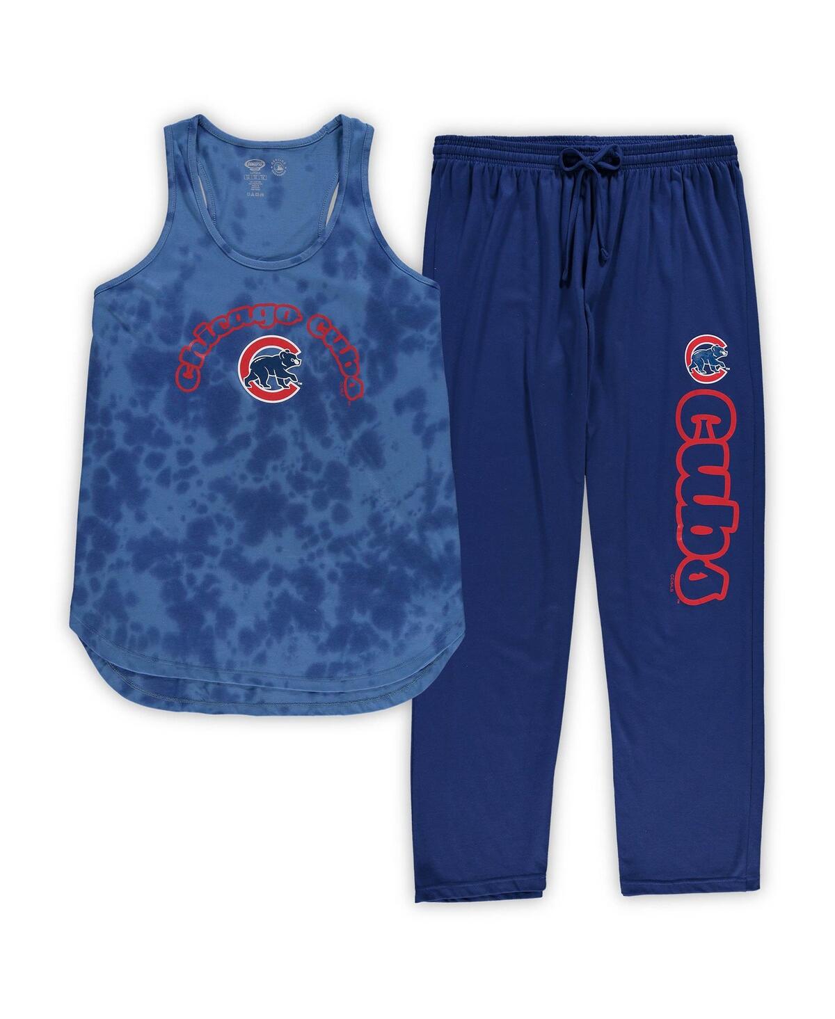 Shop Concepts Sport Women's  Royal Chicago Cubs Plus Size Jersey Tank Top And Pants Sleep Set