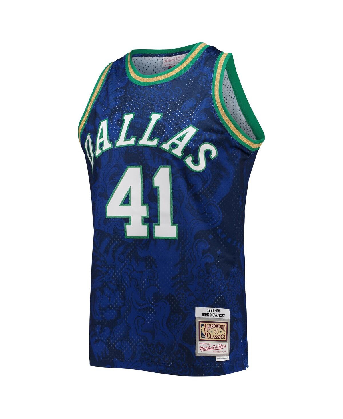 Men's Mitchell & Ness Dirk NowitzkiDallas Mavericks Hardwood Classics 1998-99 Lunar New Year Swingman Jersey - Blue