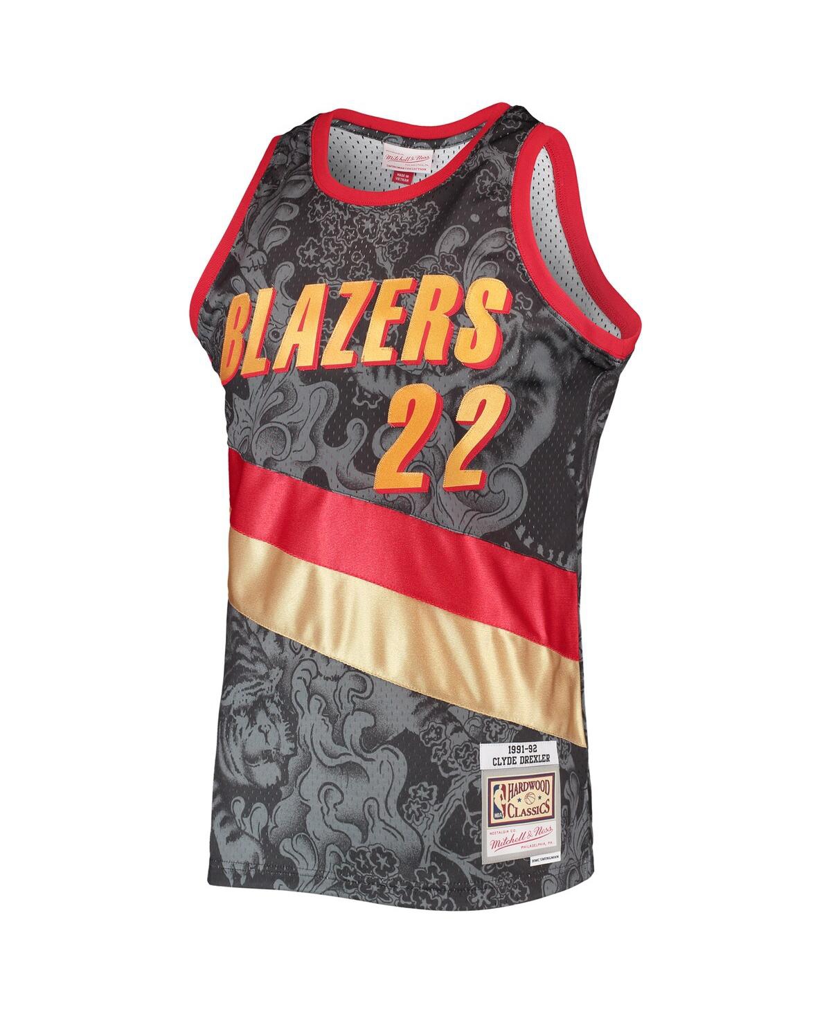 Men's Mitchell & Ness Clyde DrexlerPortland Trail Blazers Hardwood Classics 1991-92 Lunar New Year Swingman Jersey - Black