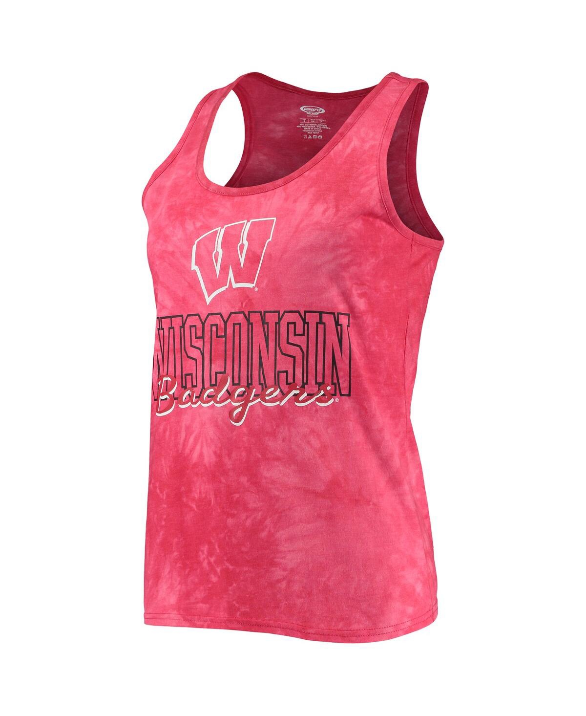 Shop Concepts Sport Women's  Red Wisconsin Badgers Billboard Tie-dye Tank Top And Shorts Set