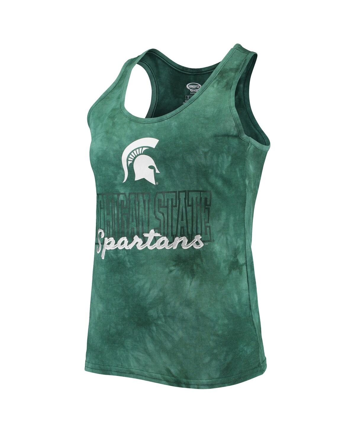 Shop Concepts Sport Women's  Green Michigan State Spartans Billboard Tie-dye Tank Top And Shorts Set