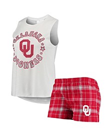Women's Crimson, White Oklahoma Sooners Ultimate Flannel Tank Top and Shorts Sleep Set