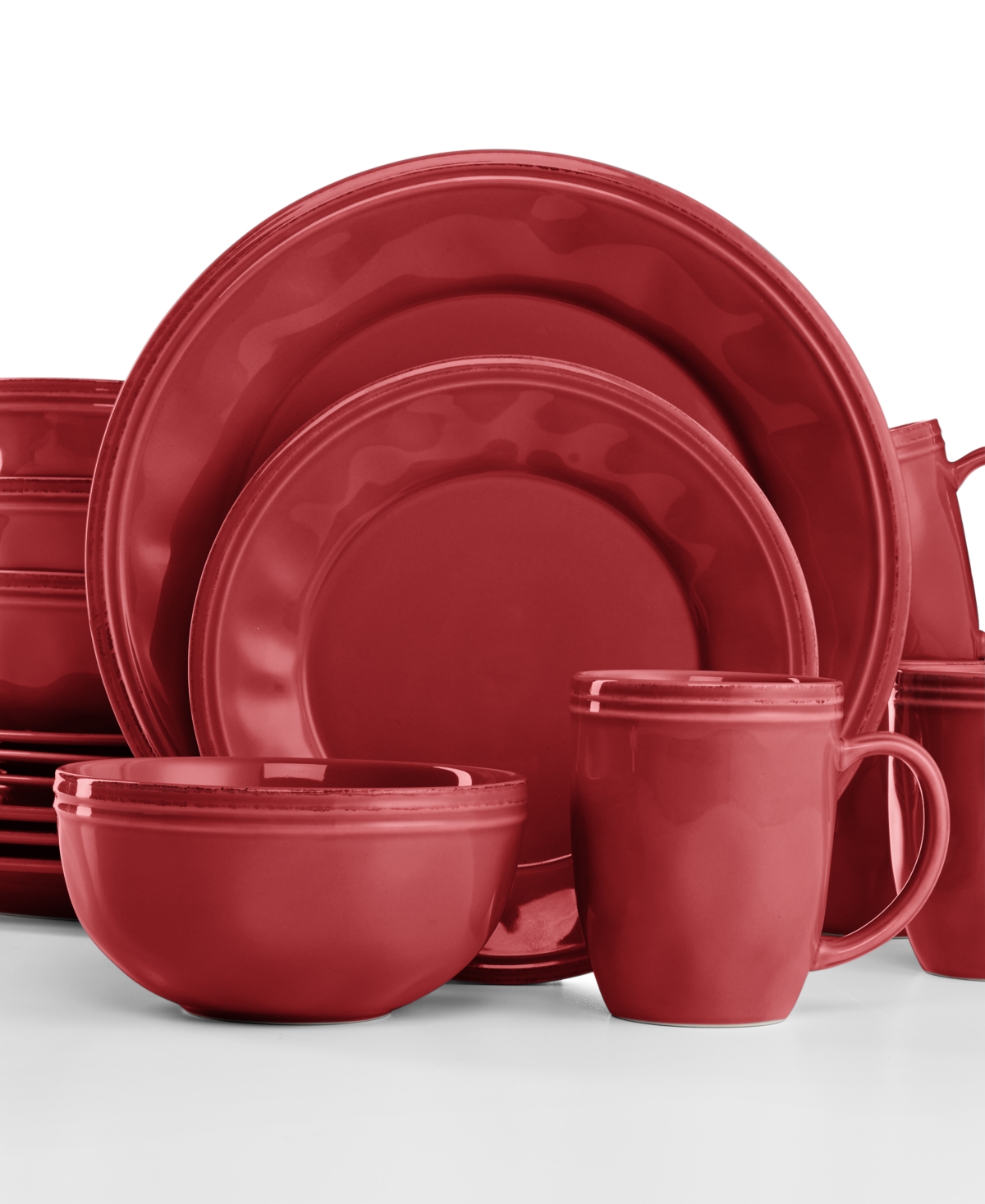 Cucina Agave Blue 16-Pc. Set, Service for 4 - Cranberry Red