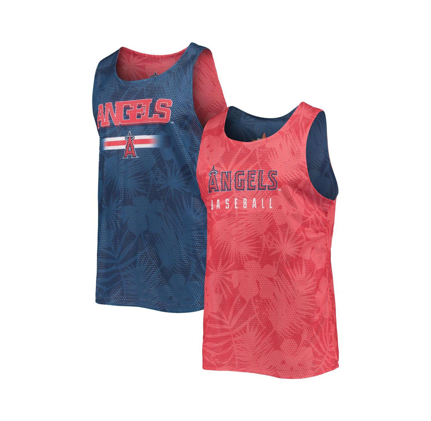Men's Red, Navy Los Angeles Angels Floral Reversible Mesh Tank Top