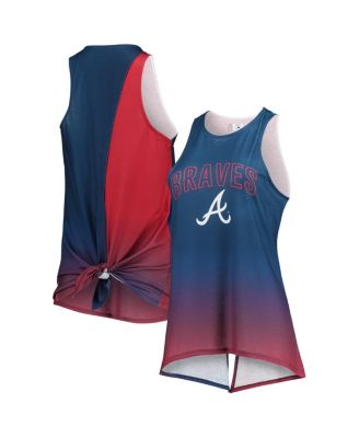 Women's Navy Atlanta Braves Gradient Tie-Back Racerback Tank Top