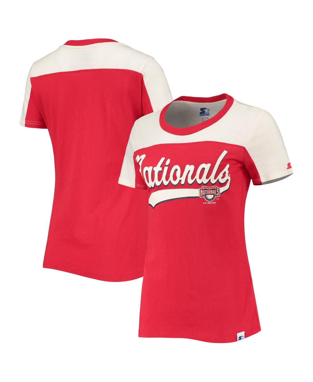Starter Women's  Red And White Washington Nationals Kick Start T-shirt In Red,white