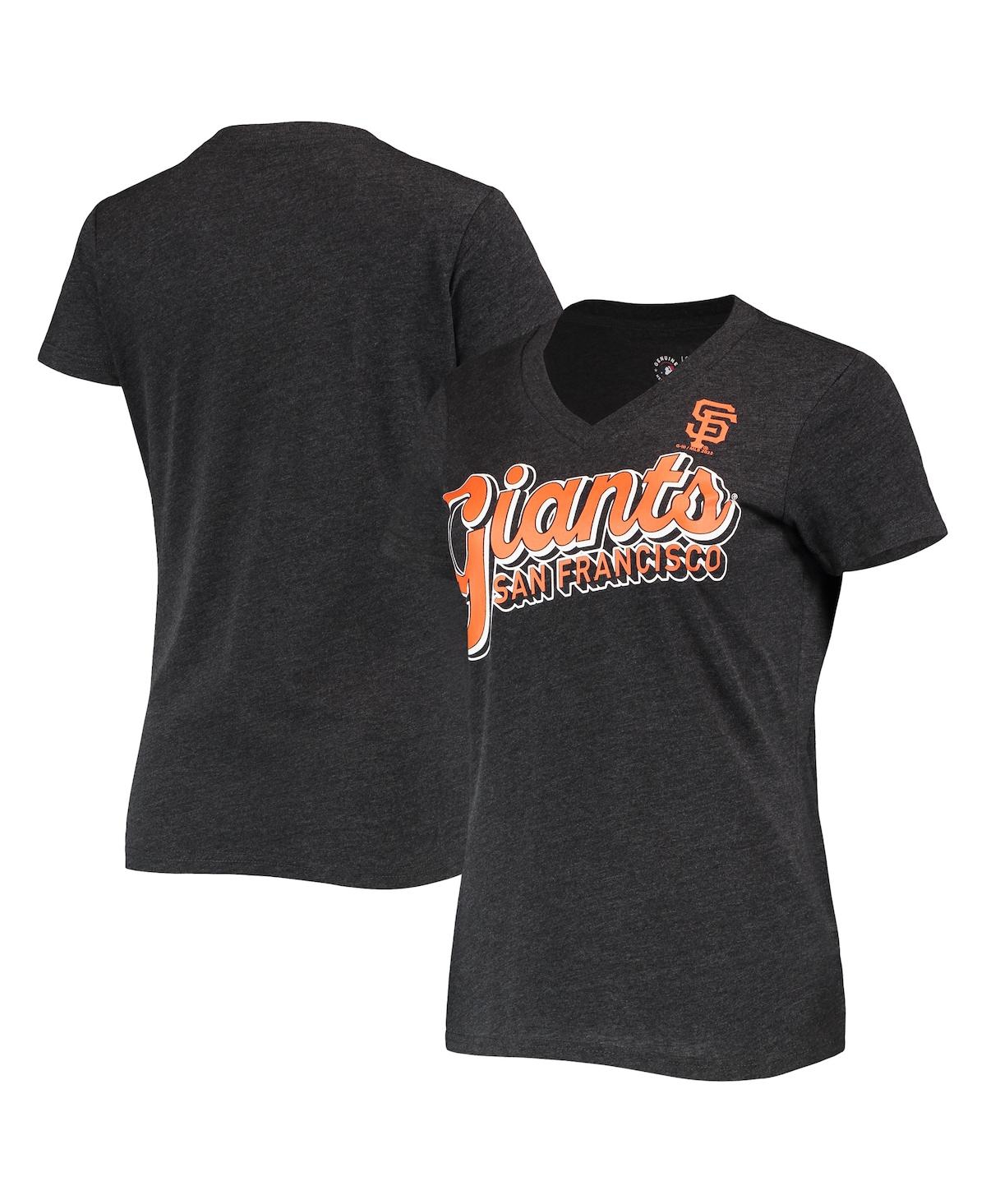 Women's G-iii 4Her by Carl Banks Heathered Black San Francisco Giants First Place V-Neck T-shirt - Heathered Black