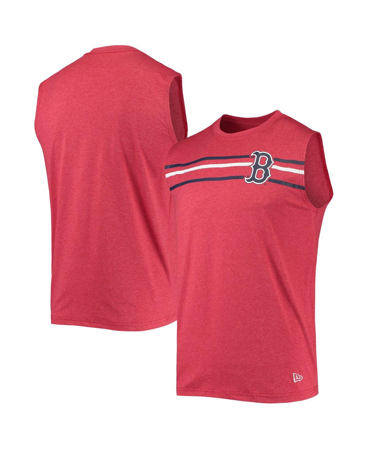 Shop New Era Men's  Heathered Red Boston Red Sox Muscle Tank Top
