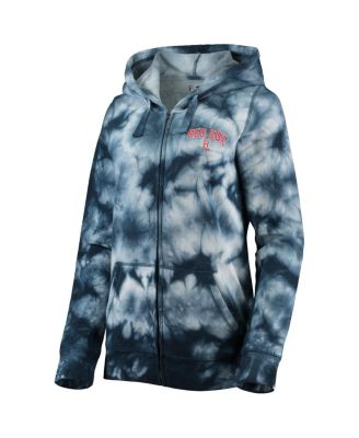 Women's Navy Boston Red Sox Tie-Dye Full-Zip Hoodie