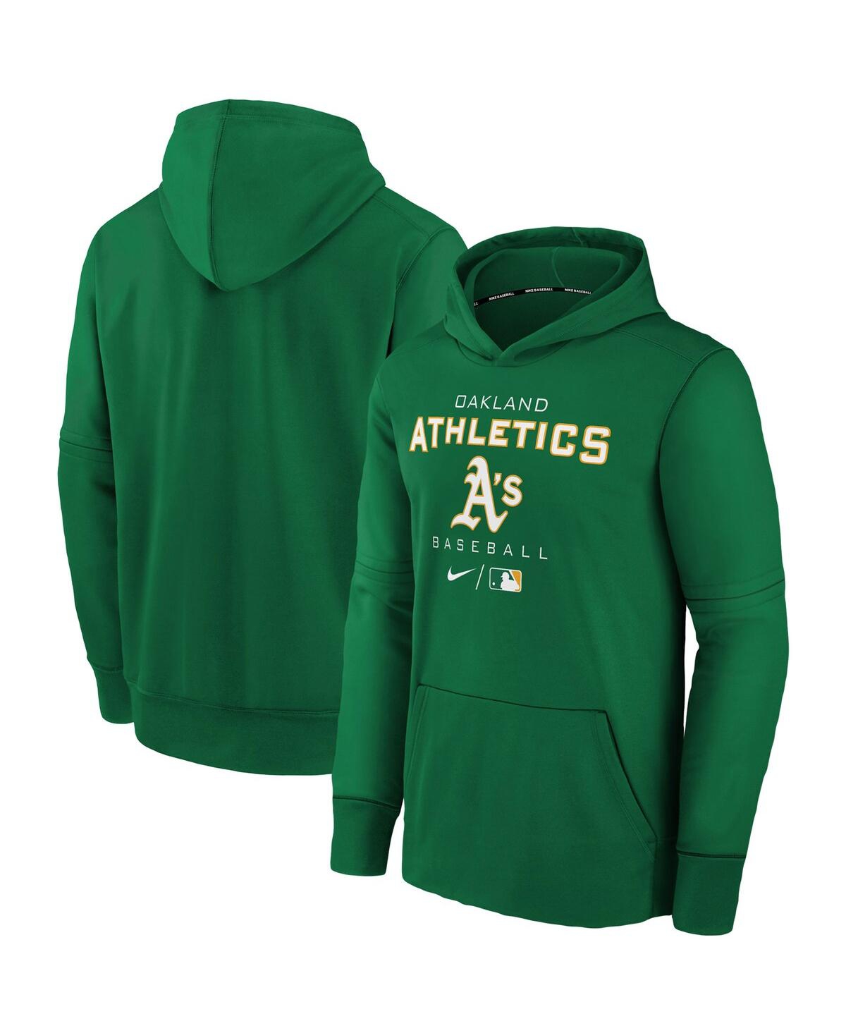 Youth Boys Nike Green Oakland Athletics Authentic Collection Therma Performance Pullover Hoodie