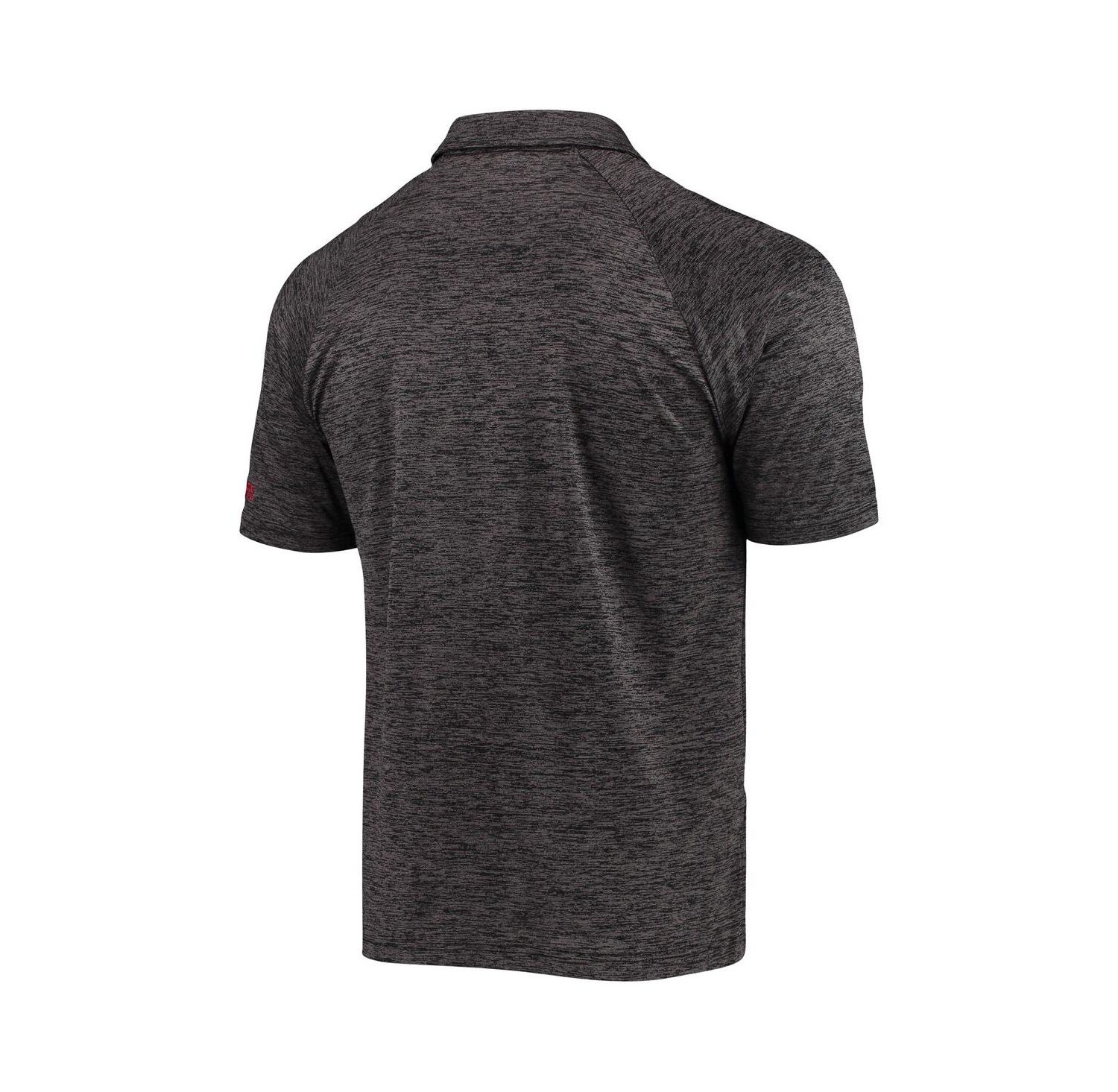 Men's Heathered Black Minnesota Golden Gophers Down Swing Raglan Polo Shirt