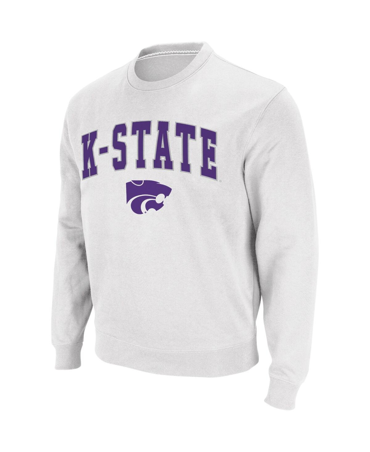 Shop Colosseum Men's  White Kansas State Wildcats Arch And Logo Crew Neck Sweatshirt